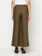 Aniyah Rayon Flared Slip-On Dark Green Palazzo | Grab2Buy