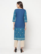 Aniyah Rayon Digital Screen Printed Blue Color Straight Kurta | Grab2Buy