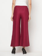 Aniyah Rayon Flared Slip-On Wine Color Palazzo | Grab2Buy