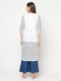 Aniyah Rayon Digital Screen Print White Straight Kurta | Grab2Buy