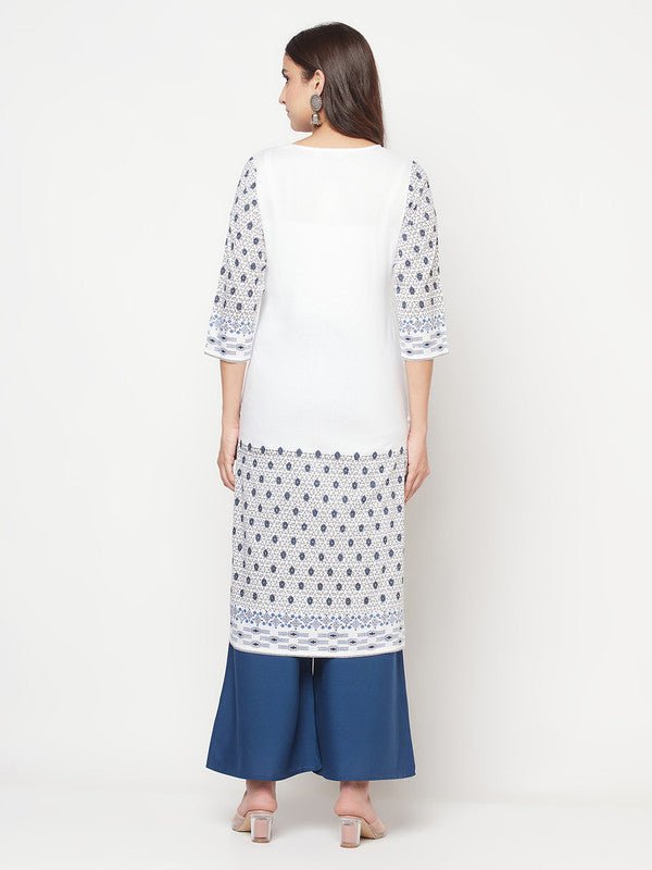 Aniyah Rayon Digital Screen Print White Straight Kurta | Grab2Buy