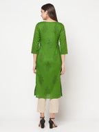 Aniyah Green Cotton Block print straight kurta | Grab2Buy