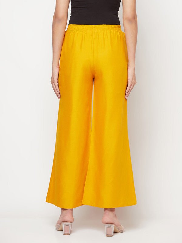 Aniyah Mustard Color Rayon Flared Slip-On Palazzo | Grab2Buy