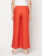 Aniyah Rayon Flared Slip-On Rust Color Palazzo | Grab2Buy