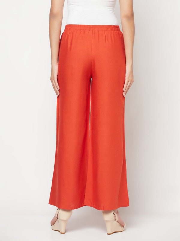 Aniyah Rayon Flared Slip-On Rust Color Palazzo | Grab2Buy