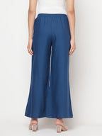 Aniyah Rayon Flared Slip-On Blue Palazzo | Grab2Buy