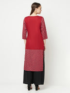 Aniyah Rayon Digital Screen Print Maroon Straight Kurta | Grab2Buy