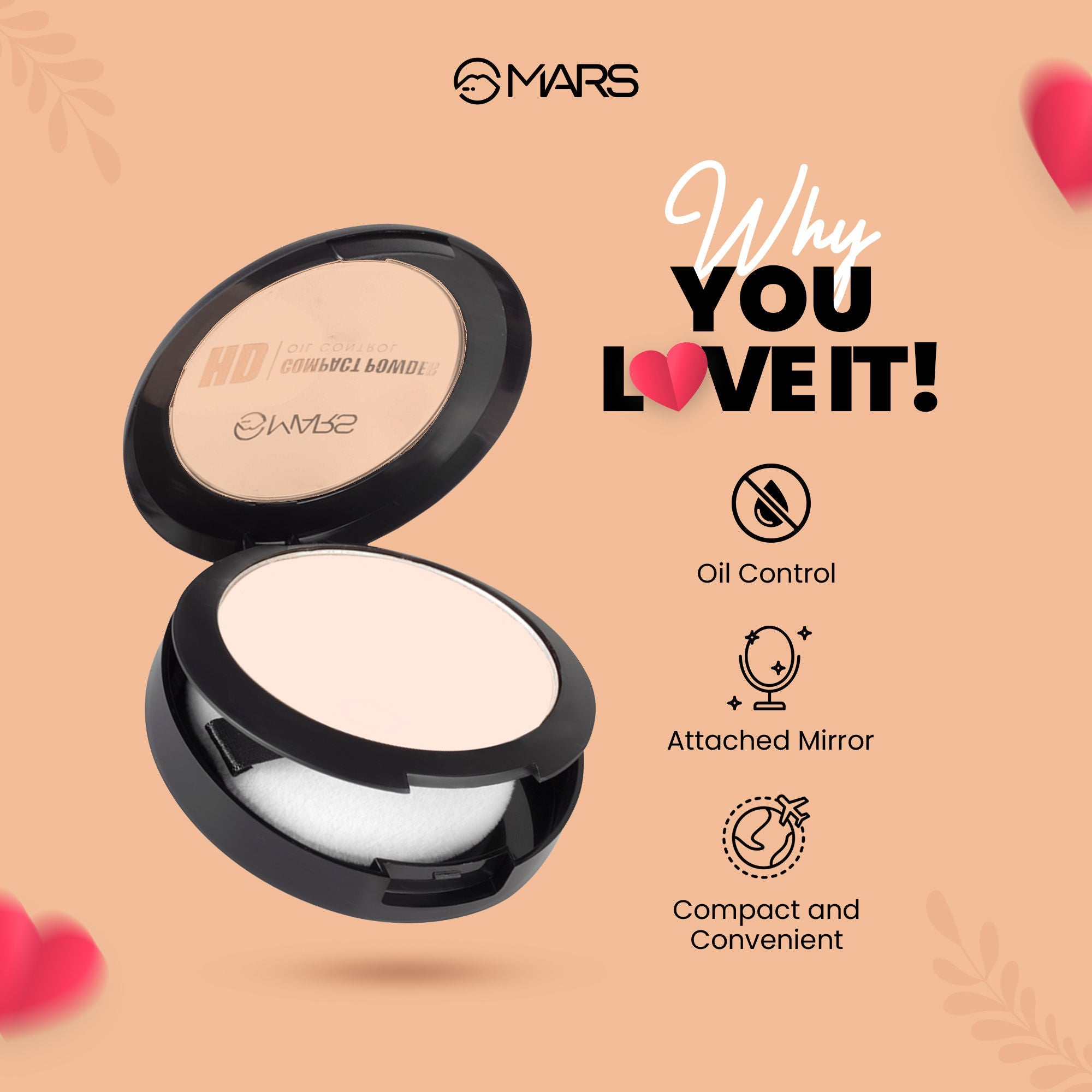 MARS Cosmetics HD Mattifying Compact Powder - 01-Icing