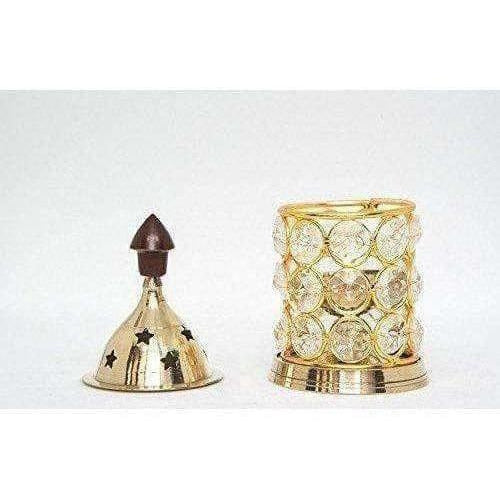 Brass Akhand Diya -Diamond Crystal Deepak - Oil Lamp | Grab2Buy