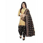 Beige Cotton Printed Unstitched Dress Material | Grab2Buy