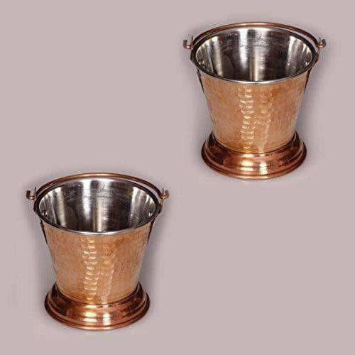 Handmade Hammered Copper Curry Bucket Set of - 2 Pieces | Grab2Buy