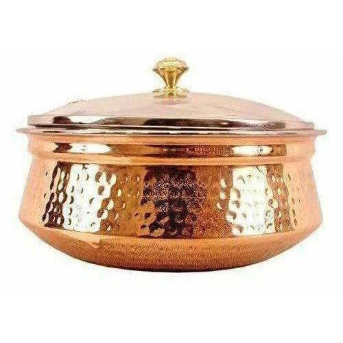 Steel Copper Casserole Bowl With Glass Lid - Tableware | Grab2Buy