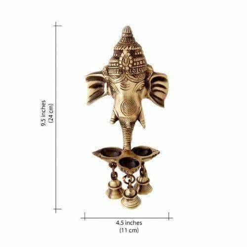 Brass Ganesha Wall Hanging Deepak With Bells | Grab2Buy