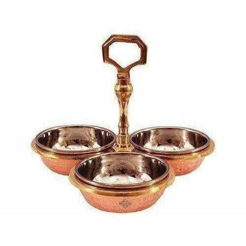 Steel Copper Pickle Bowl Set With Handle - Pack Of 3 | Grab2Buy