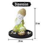 Multi - Color Handmade Buddha Showpiece and Stones On Wooden Tray