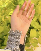 Tehzeeb Creations Women's Silver Colour Oxidised Kada Afghani Style Bangle | Grab2Buy