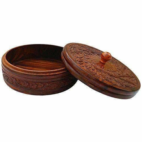 Handcrafted Wooden Box Pot Serving Bowl with Lid | Grab2Buy