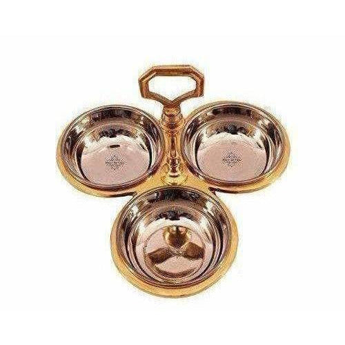Steel Copper Pickle Bowl Set With Handle - Pack Of 3 | Grab2Buy