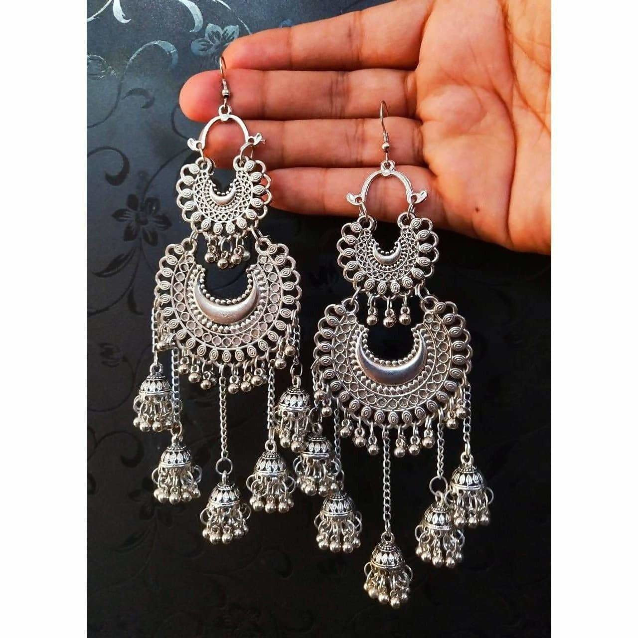 MS Fashion India Double Half Moon With Hanging Jhumkas | Grab2Buy