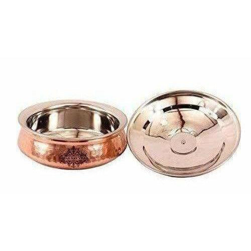 Steel Copper Handi Bowl With Lid | Grab2Buy