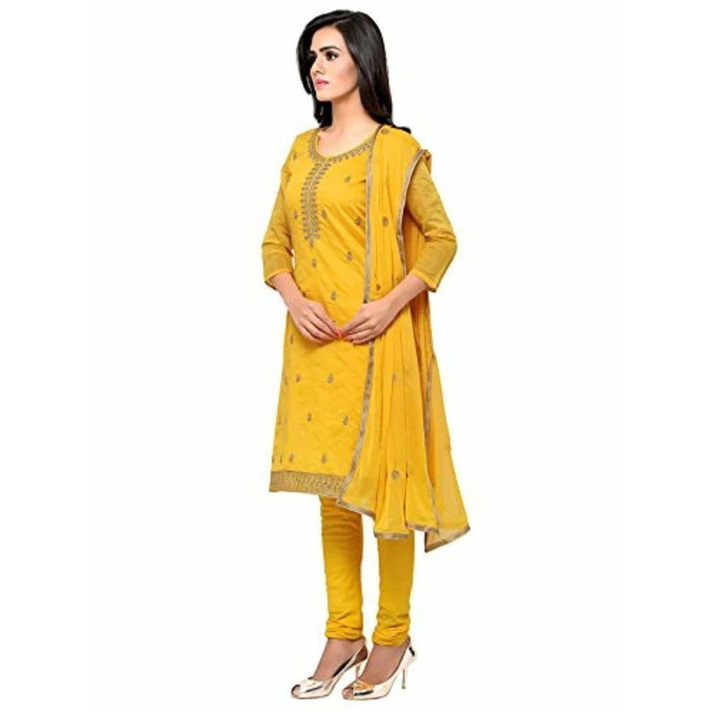 Yellow Chanderi Cotton Dress Material | Grab2Buy