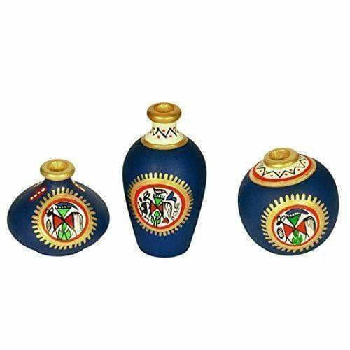 Hand-Painted Home Decorative Miniature Small Pots Set ( Set of 3 Mini Pots) | Grab2Buy