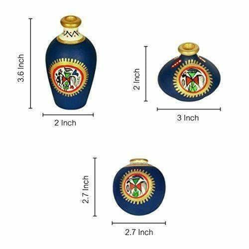 Hand-Painted Home Decorative Miniature Small Pots Set ( Set of 3 Mini Pots) | Grab2Buy