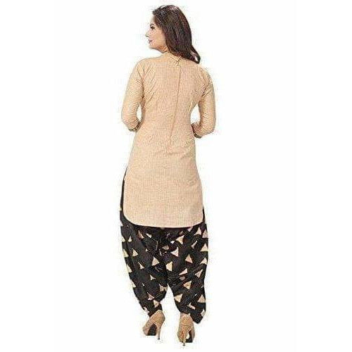 Beige Cotton Printed Unstitched Dress Material | Grab2Buy