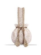 Masq Off White & Gold-Toned Embellished Embroidered Potli Clutch | Grab2Buy