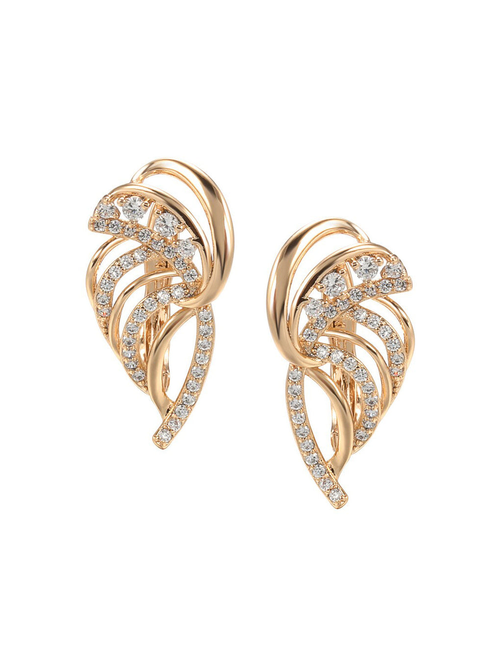 Shining Diva Gold-Polished Rose Zircon Earrings | Grab2Buy