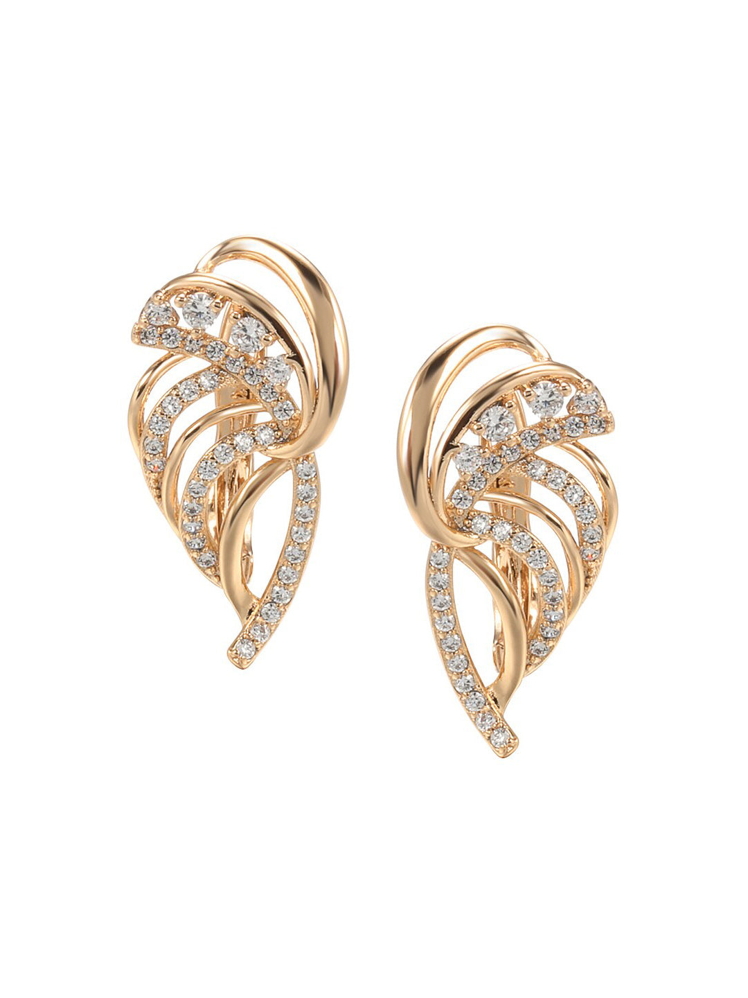 Shining Diva Gold-Polished Rose Zircon Earrings | Grab2Buy
