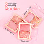 Swiss Beauty Bake Me Up Blush & Highlighter , 2-In-1 Baked Formula, Long-Lasting - Coral Glaze