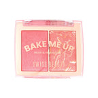 Swiss Beauty Bake Me Up Blush & Highlighter , 2-In-1 Baked Formula, Long-Lasting - Coral Glaze