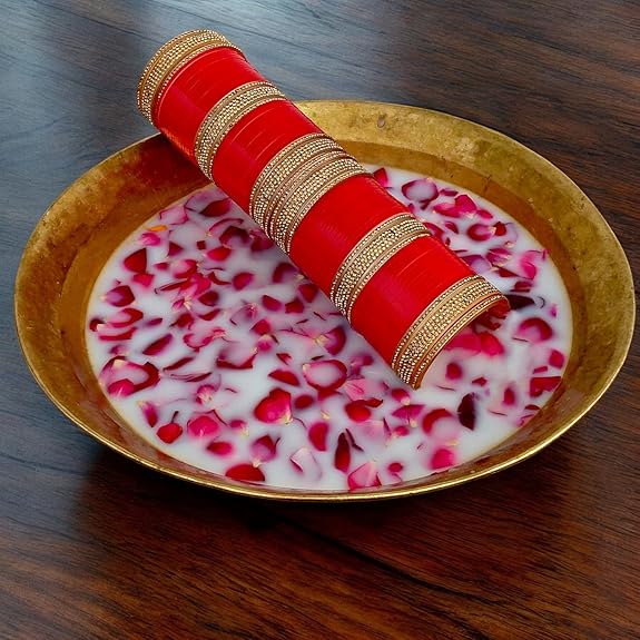 Tehzeeb Creations Bridal Bangle Set Wedding punjabi chuda Designer chura, Red Acrylic Choora Set for Women | Grab2Buy