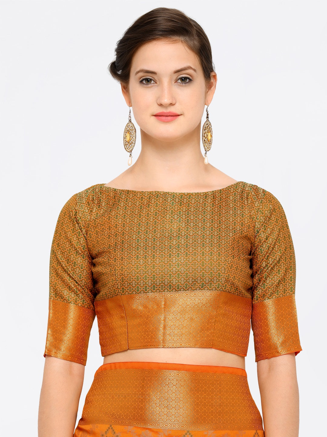 Saree Mall Yellow Silk Blend Patola Print Kanjeevaram Saree with Unstitched Blouse | Grab2Buy