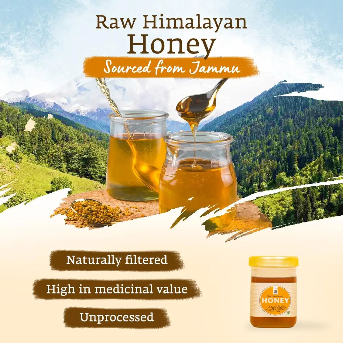Isha Life Raw Himalayan Honey - Pure Wild Himalayan Honey | Sourced from Jammu, Reasi, Doda and Udhampur | Swadesiicart