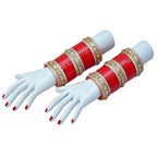 Tehzeeb Creations Bridal Bangle Set Red Golden & White Stone Chura Designer Fashion Choora Punjabi Chuda Set | Grab2Buy