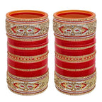 Tehzeeb Creations Bridal Bangle Set Red Designer Chura Wedding Punjabi Choora Fashion Jewellery Chuda Set for Women | Grab2Buy