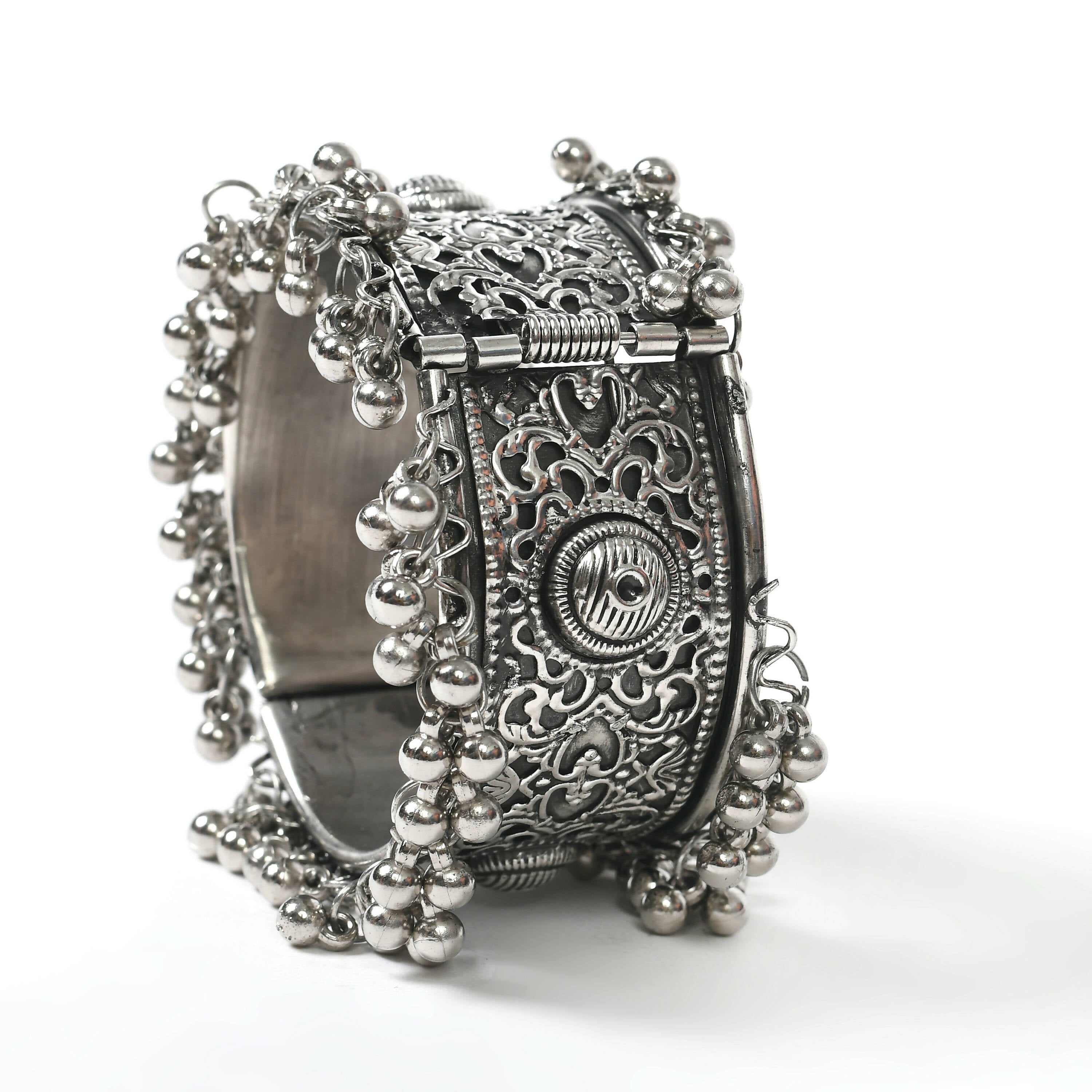 Mominos Fashion Joharkamal Oxidised Silver-Plated Ghungroo Handcraft Bracelet - Design 022 | Grab2Buy