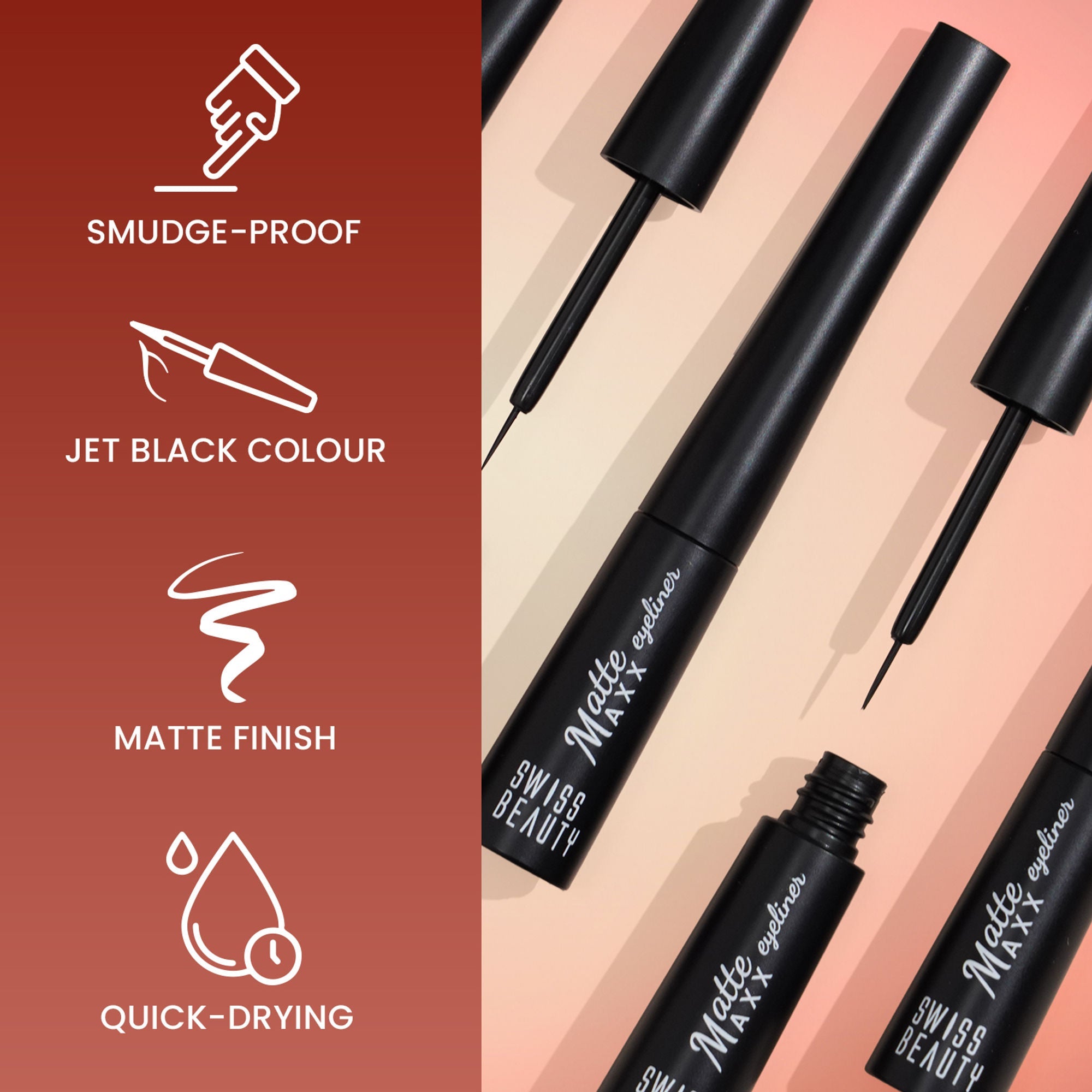 Swiss Beauty Matte Max Eyeliner Black | Grab2Buy