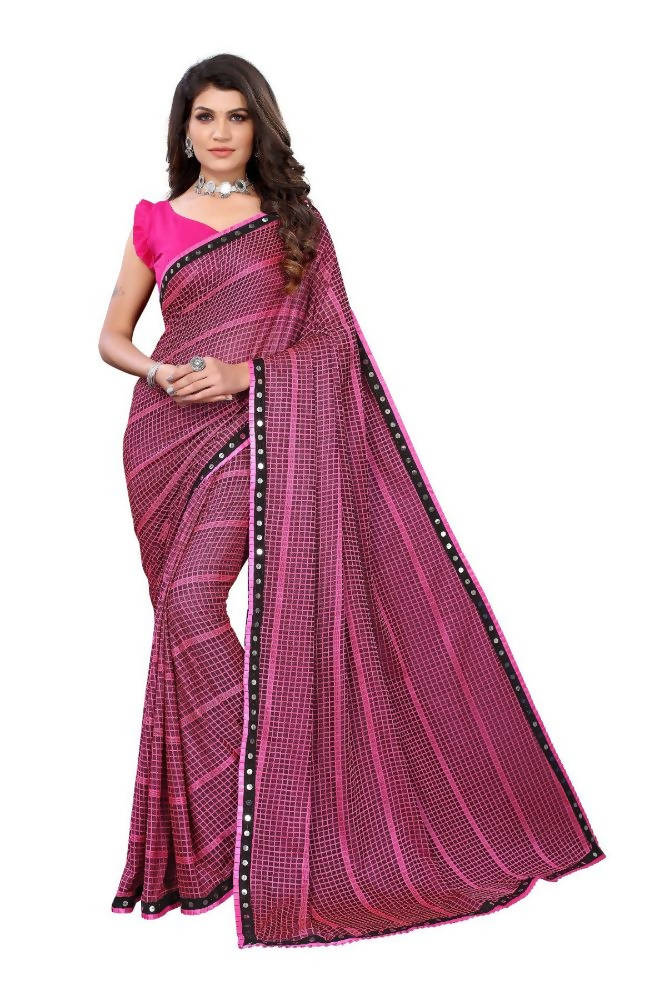 Vamika Pink Lycra Knitted Saree | Grab2Buy