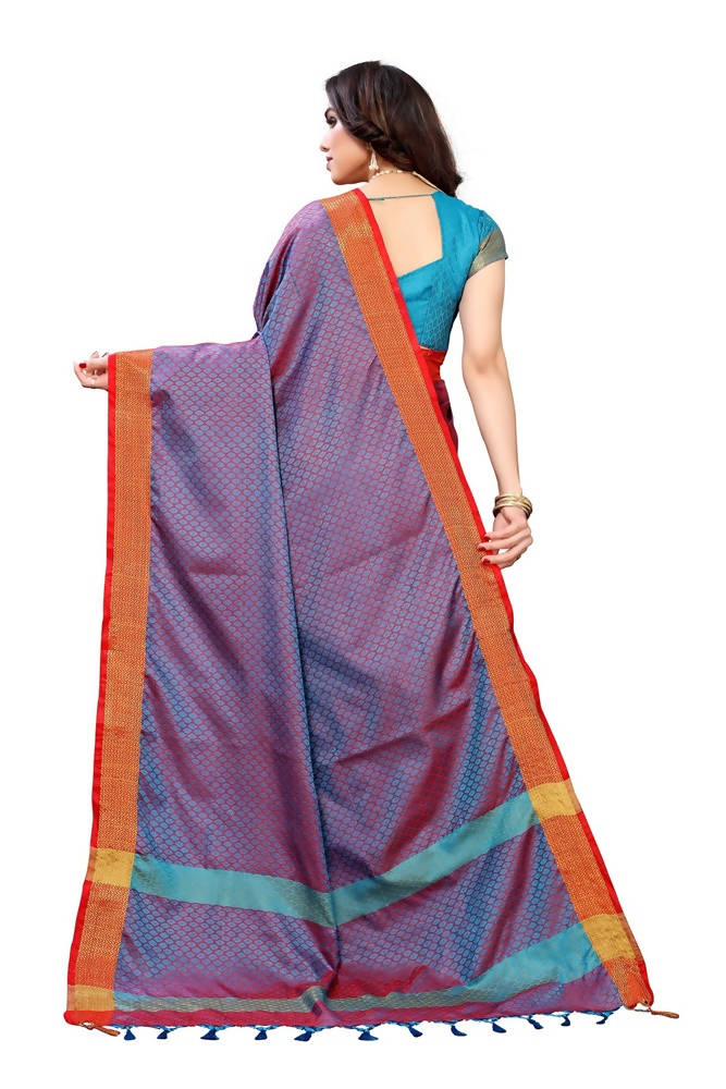 Vamika Banarasi Jacquard Weaving Rama Green Saree | Grab2Buy