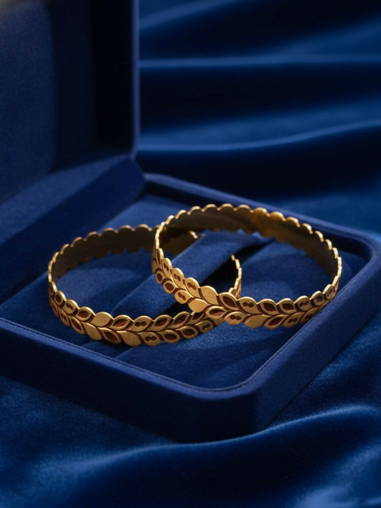NVR Women Set of 2 Leaf Design Gold Plated Kada Bangle | Grab2Buy