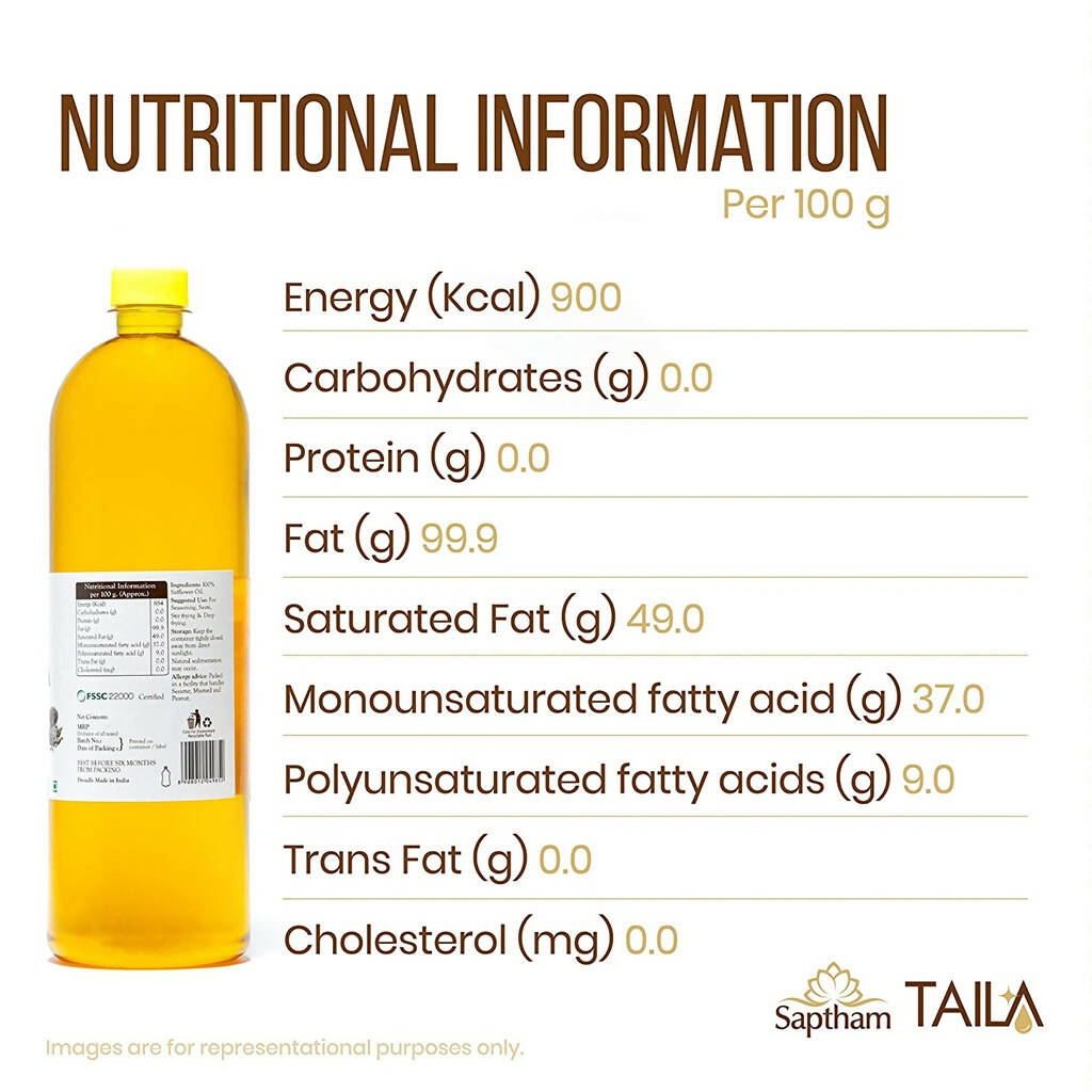 Saptham Taila 100% Wood Pressed Safflower Oil | Grab2Buy
