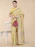 Yellow Silk Blend Woven Design Saree With Unstitched Blouse Piece - Aloki | Grab2Buy