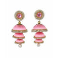 Baby Pink Color - 3 Step Jhumki Earrings | Grab2Buy