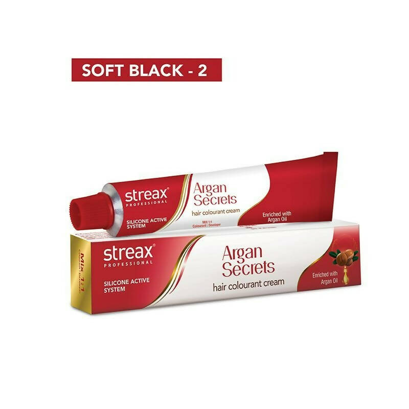 Streax Professional Argan Secrets Hair Colourant Cream - Soft Black 2 | Grab2Buy