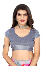 Vamika Grey Linen Satin Border Saree | Grab2Buy