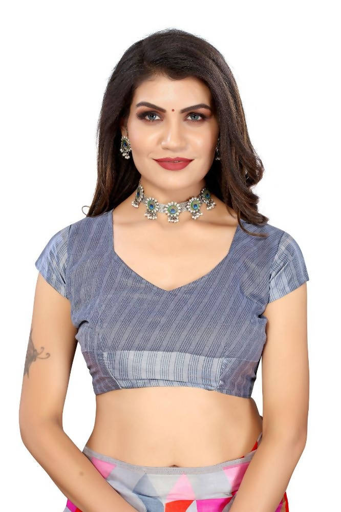 Vamika Grey Linen Satin Border Saree | Grab2Buy
