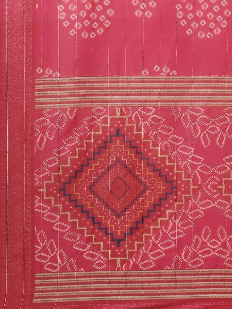 Yufta Women Pink Bandhani Printed Panelled Gotta Patti Kurta with Palazzo & With Dupatta | Grab2Buy